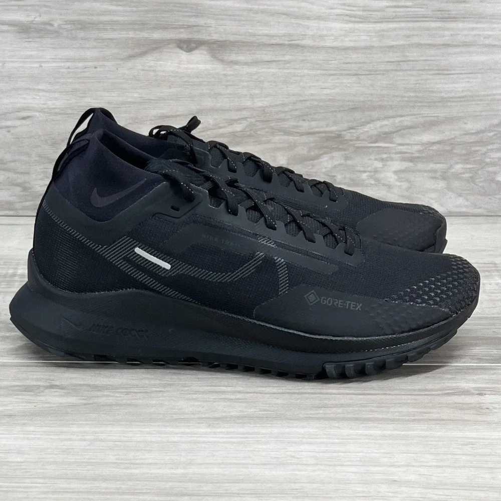 Nike React Pegasus Trail 4 GTX Black Running Shoes Waterproof Sz 9 HM9728 002